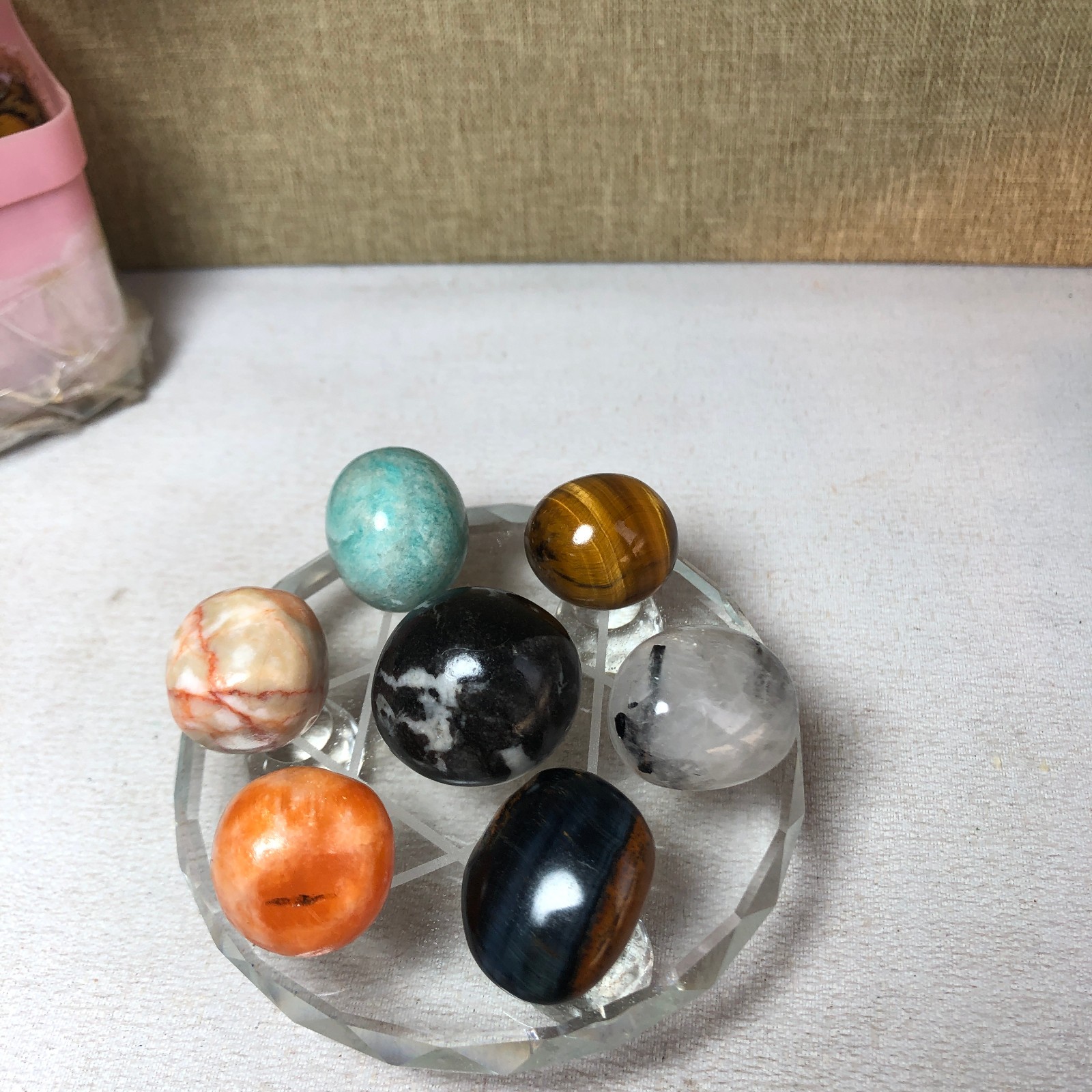 Natural various semi-precious stone Crystal Seven Star Array tumbled 200g A2475