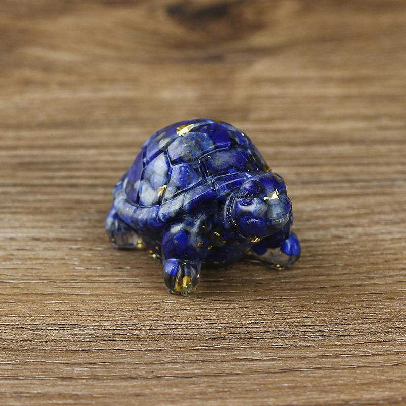 Natural Lapis Lazuli Quartz Crystal Tortoise Epoxy Resin Gemstone Turtle Healing