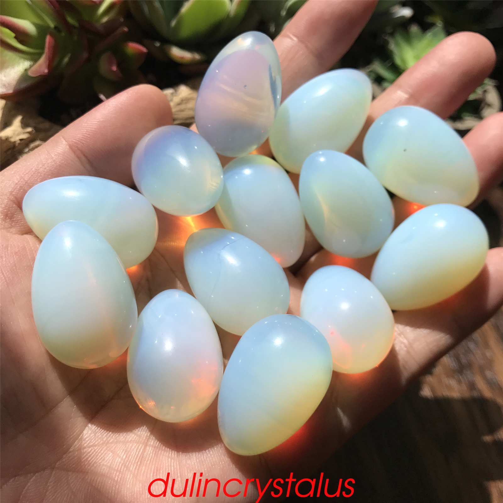 Opalite eggs quartz crystal pendant mineral carved skull reiki healing10pcs