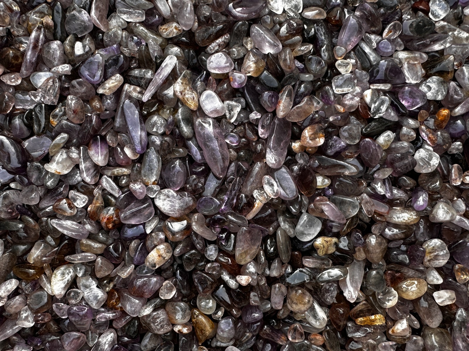 Grade A++ Super 7 Semi Tumbled Gemstone Mini Chips 5-15mm, Wholesale Bulk Lot