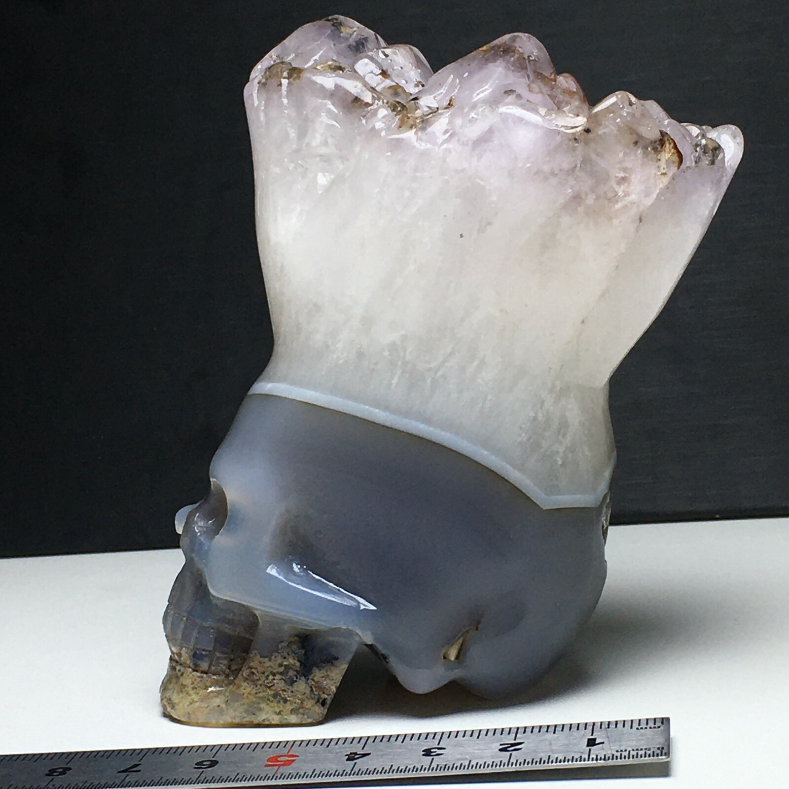 449g Natural Crystal Specimen. Agate Crystal. Hand-carved.The Exquisite Skull.CN
