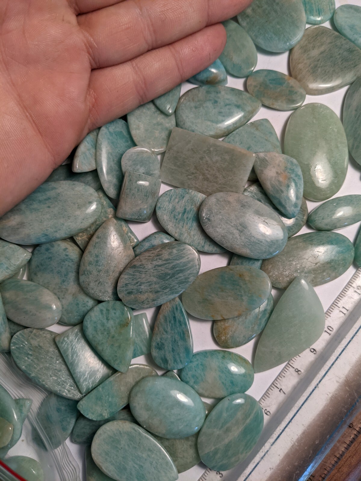 Bulk Wholesale Amazonite Cabochons Cabs Lot 100g Polished Schiller 500cts