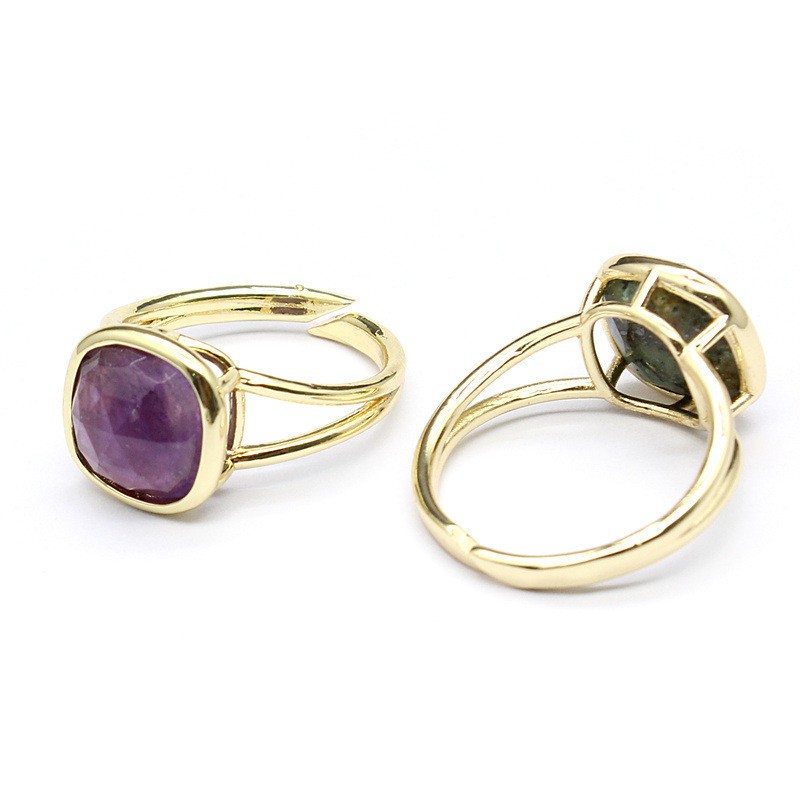 3-5PCS Natural crystal personalized retro natural stone square ring
