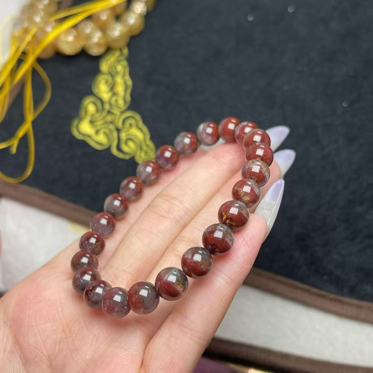 Natural Quartz Four colors Auralite 23 Crystal Bracelet Adult Collectible