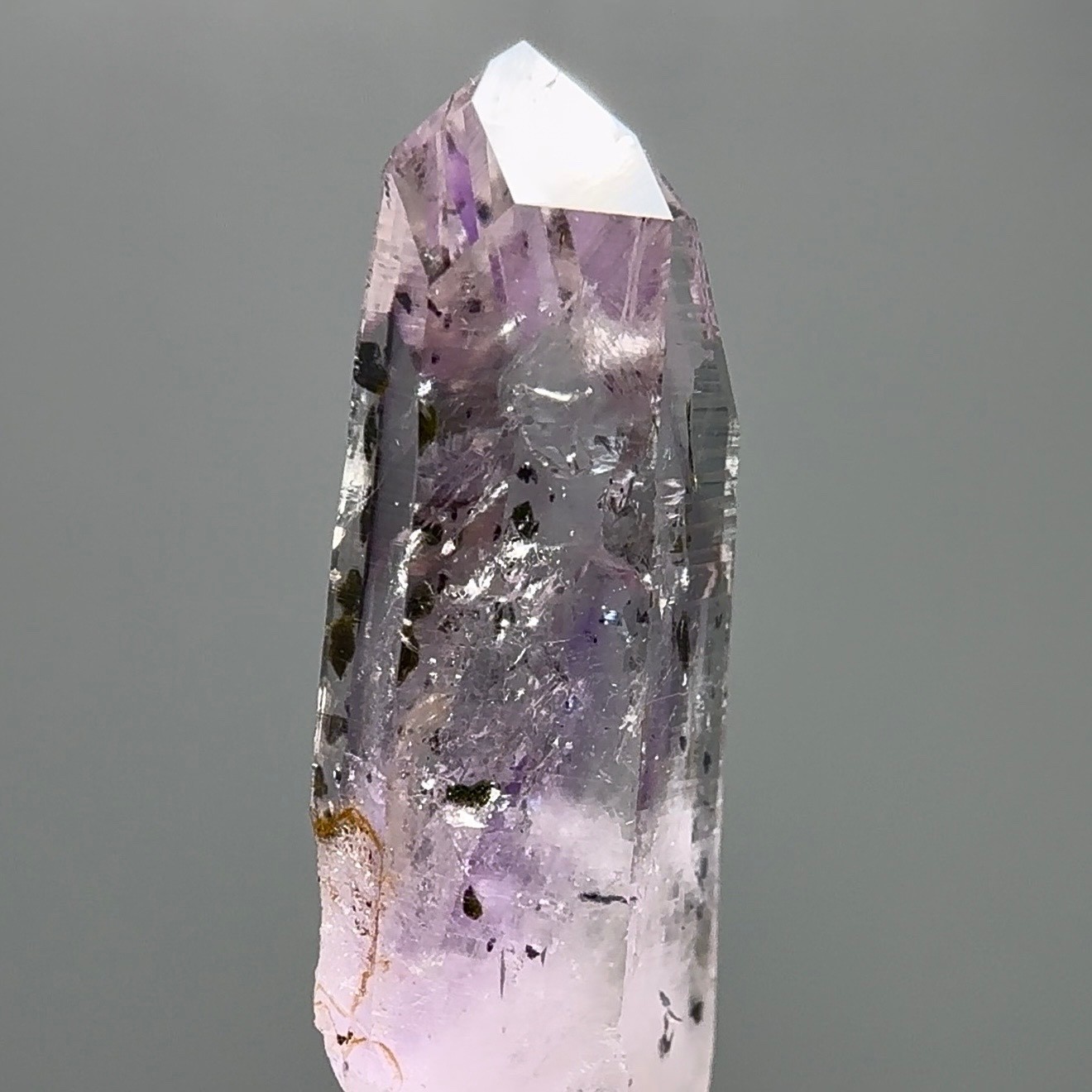 Large Moving Bubble! RARE Lilac Brandberg Amethyst Enhydro w Epidote Inclusions