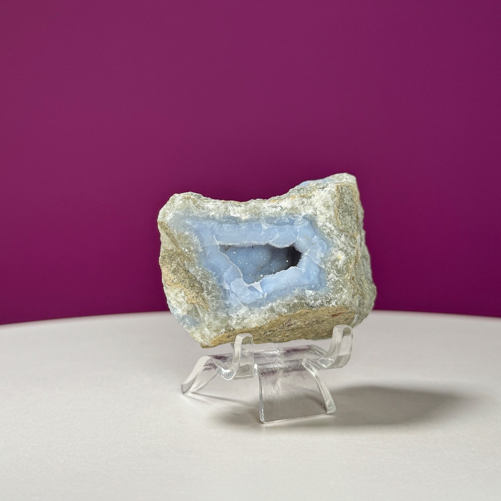 Blue Lace Agate Specimen (Includes Acrylic Stand)