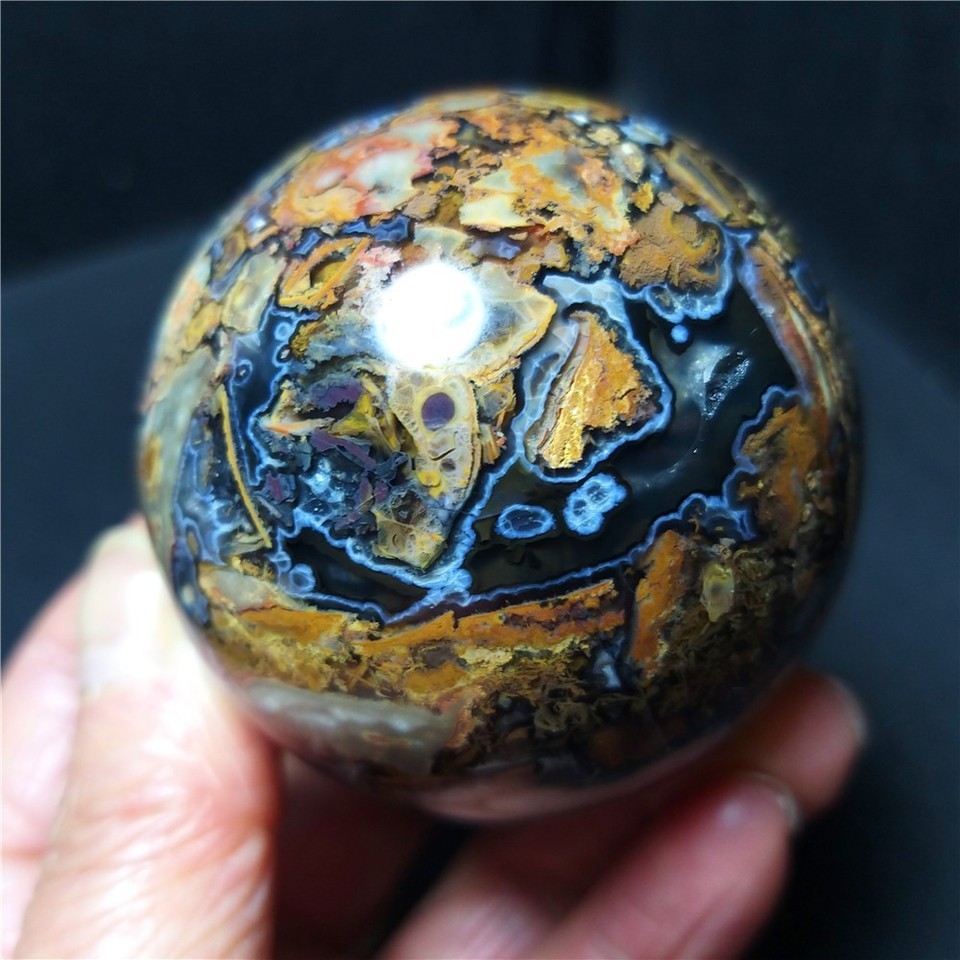 RARE 238.3g Natural Polished Colorful Agate Stone Ball Healing Madagascar AB1600