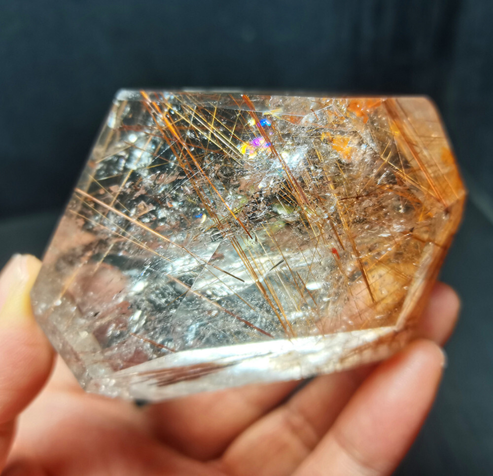 Rare Clear Golden Rutilated Inclusions Stone Gold Needles Stone specimen CY07