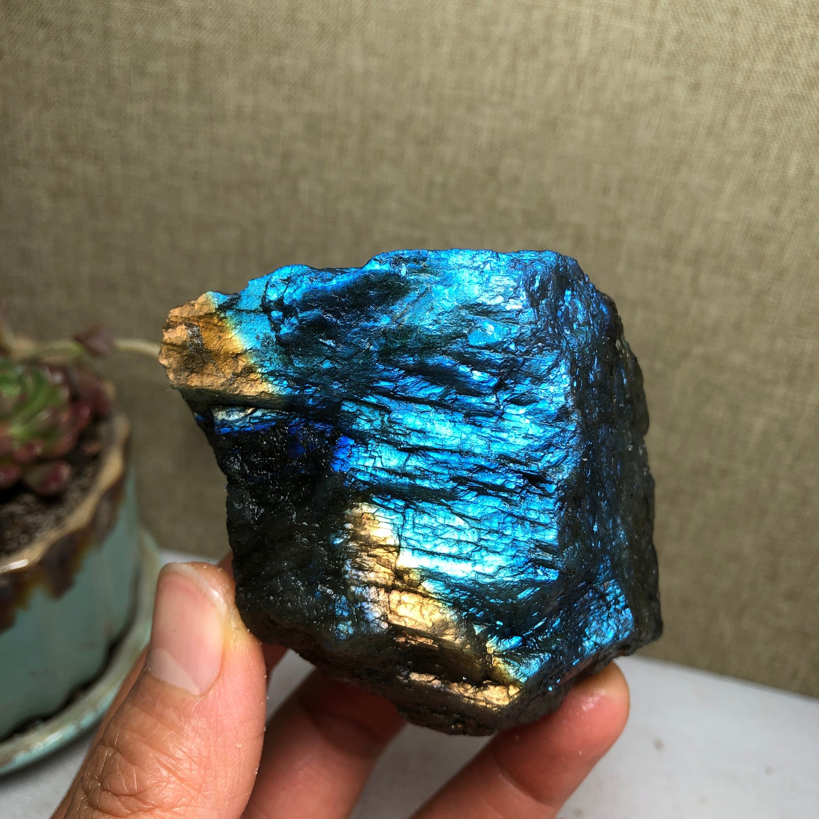 68mm Natural Labradorite Crystal gemstone rough original Specimen 239g A3459