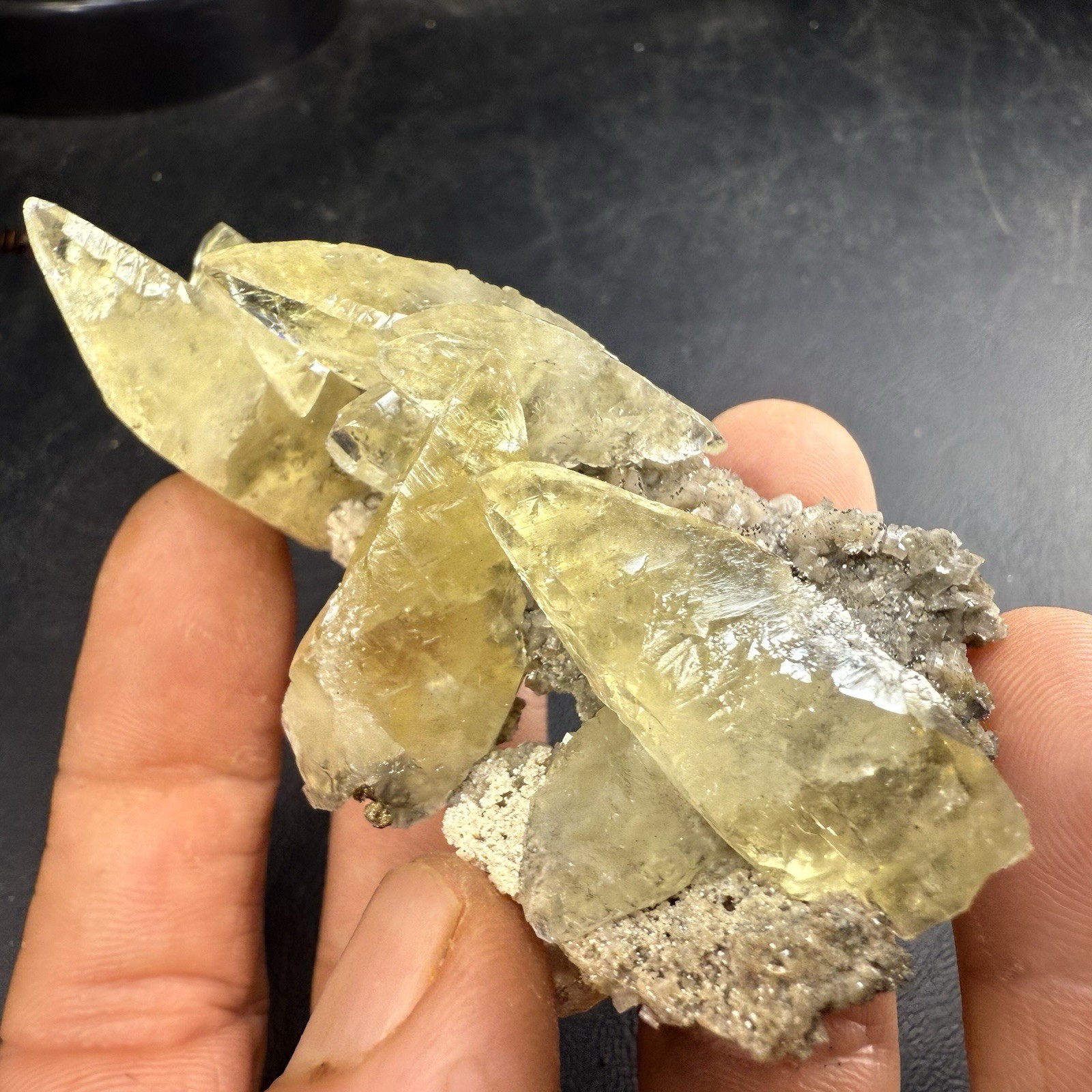 Golden Calcite Crystals on Chalcopyrite Dolomite Pyrite Matrix / Missouri