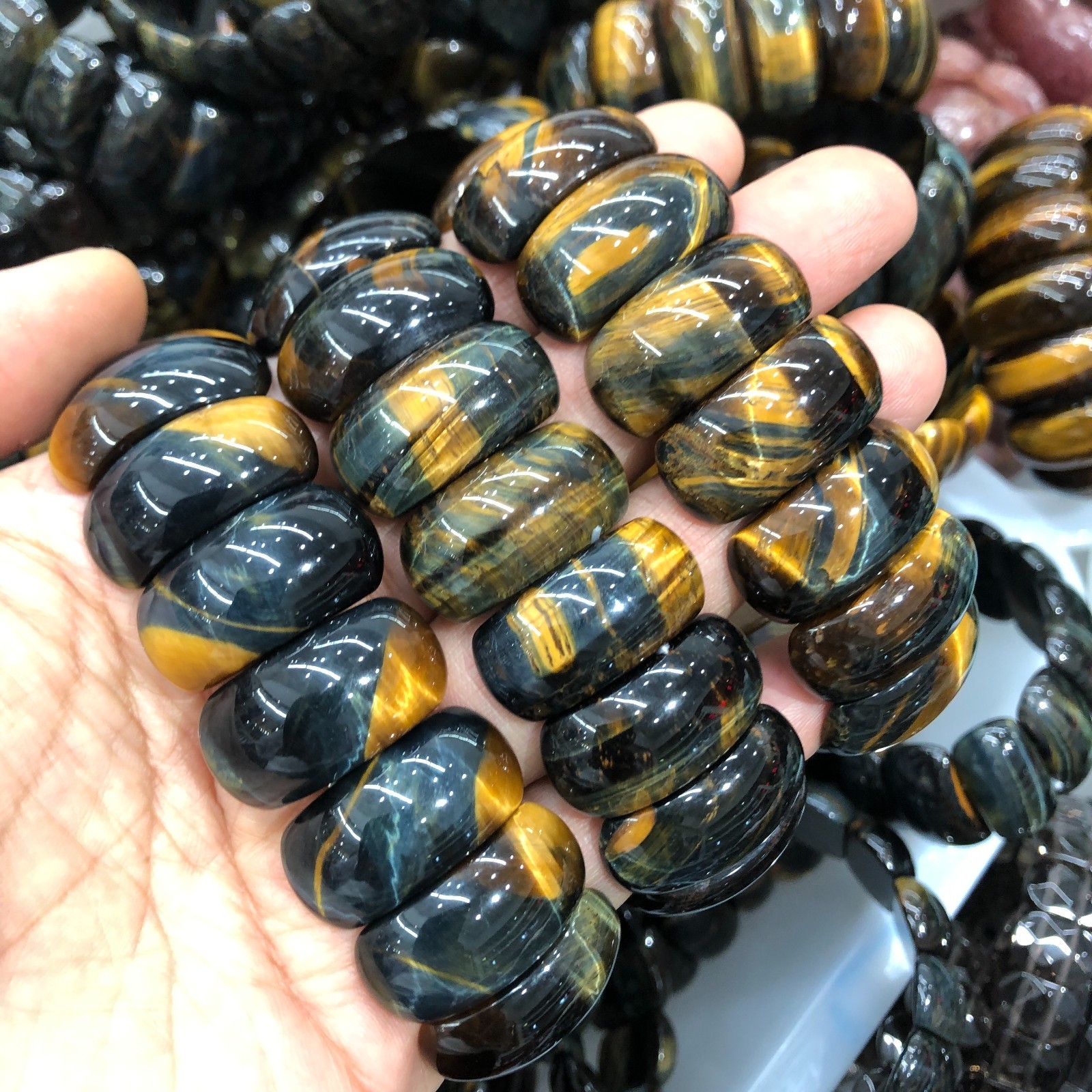 1Pcs Natural Tiger’s Eye Stone Bracelet Brown Gemstone Stretch Bracelet Handmade
