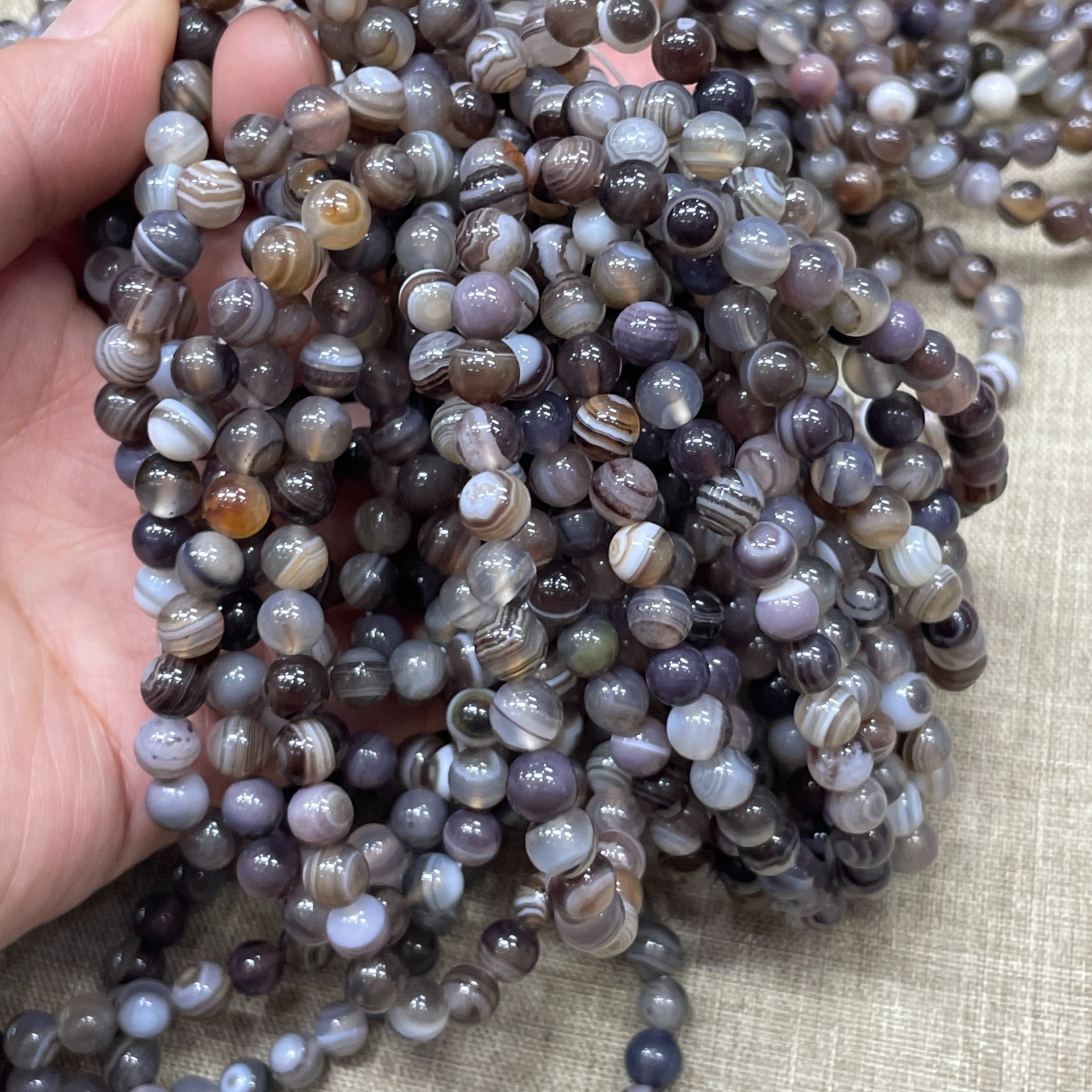 Wholesale 1 Pcs Persian agate Stone ball beads 6mm 7.5″ crystal Stretch Bracelet