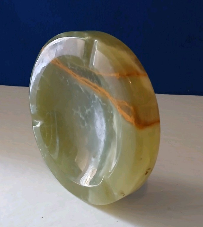 Natural Afghan Jade quartz crystal ashtray Mineral specimen Healing 4¾”x3/4″