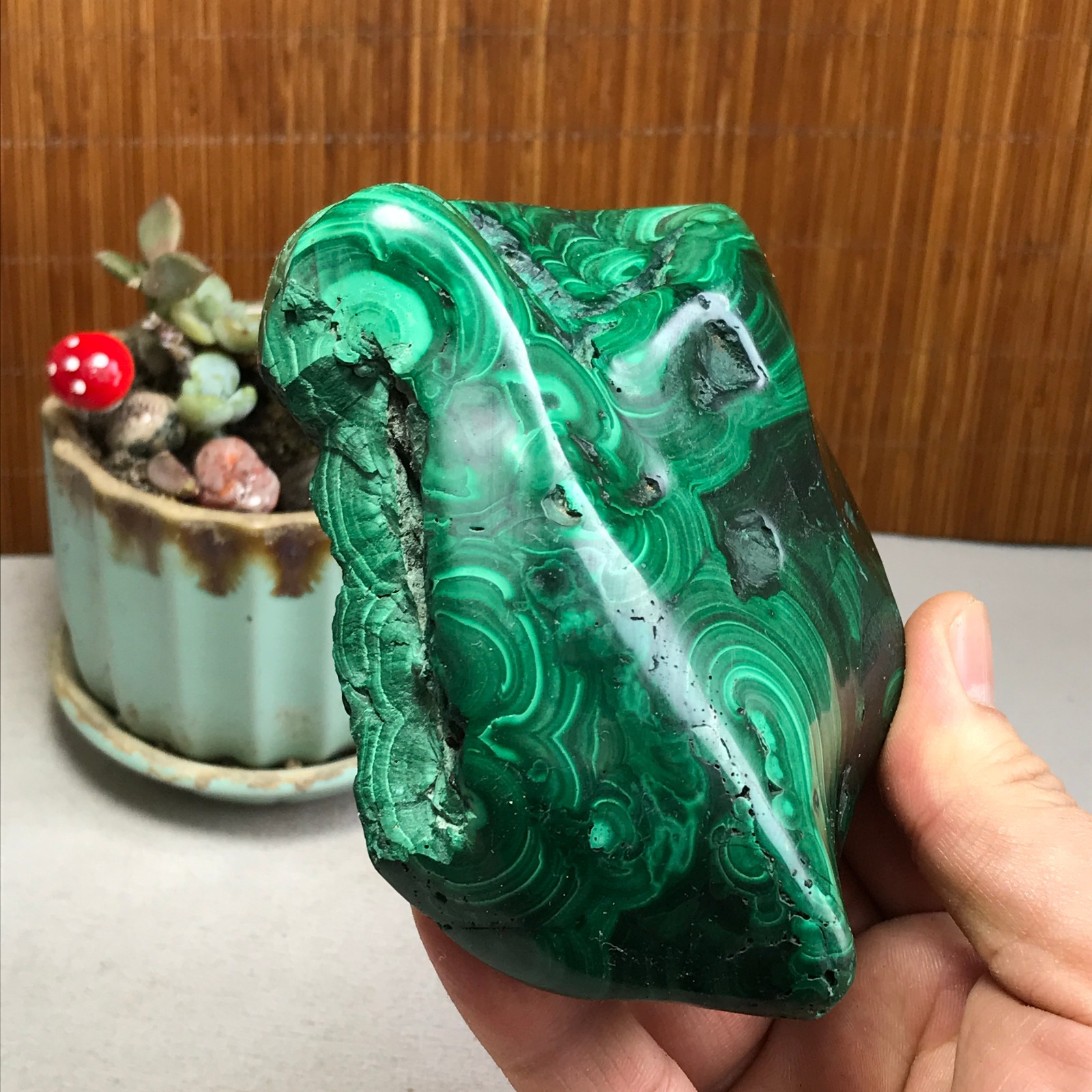 943g Natural Malachite Rough/Polish original mineral Crystal Specimen A4598