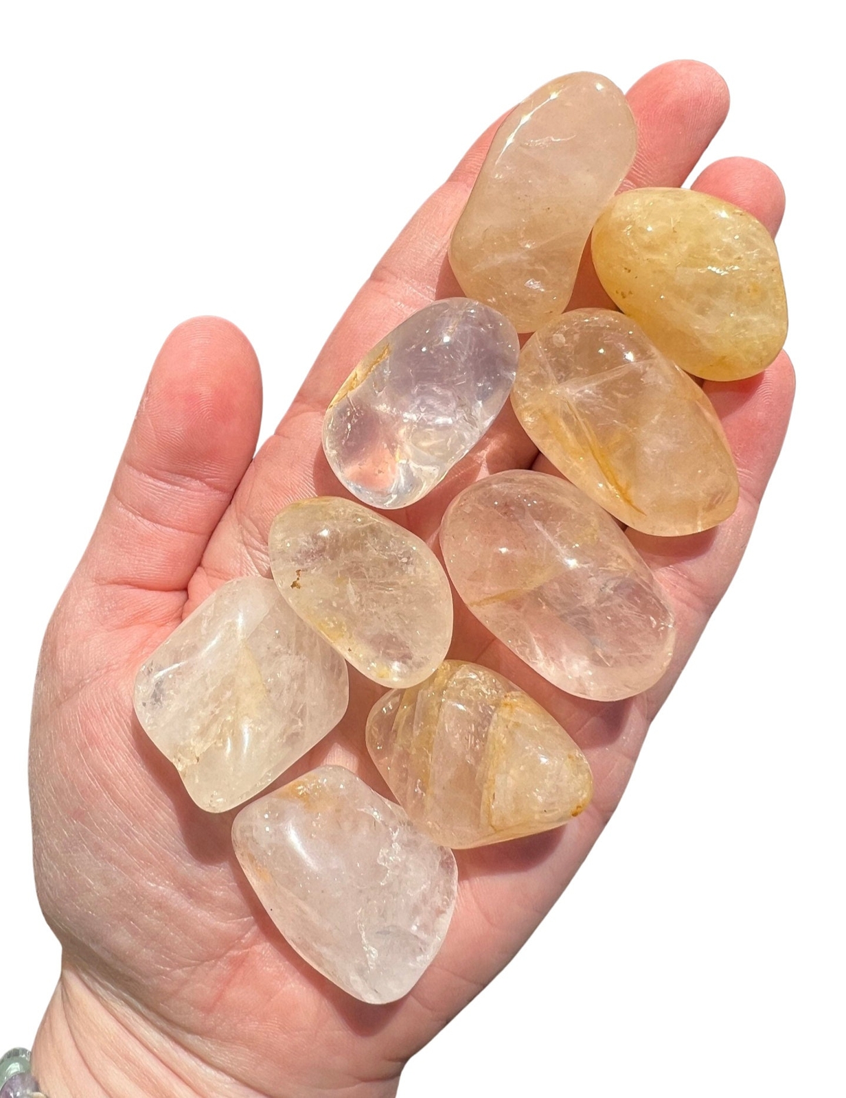 Golden Healer Quartz Tumbled Stone Light, Natural Golden Healer Quartz, Brazil