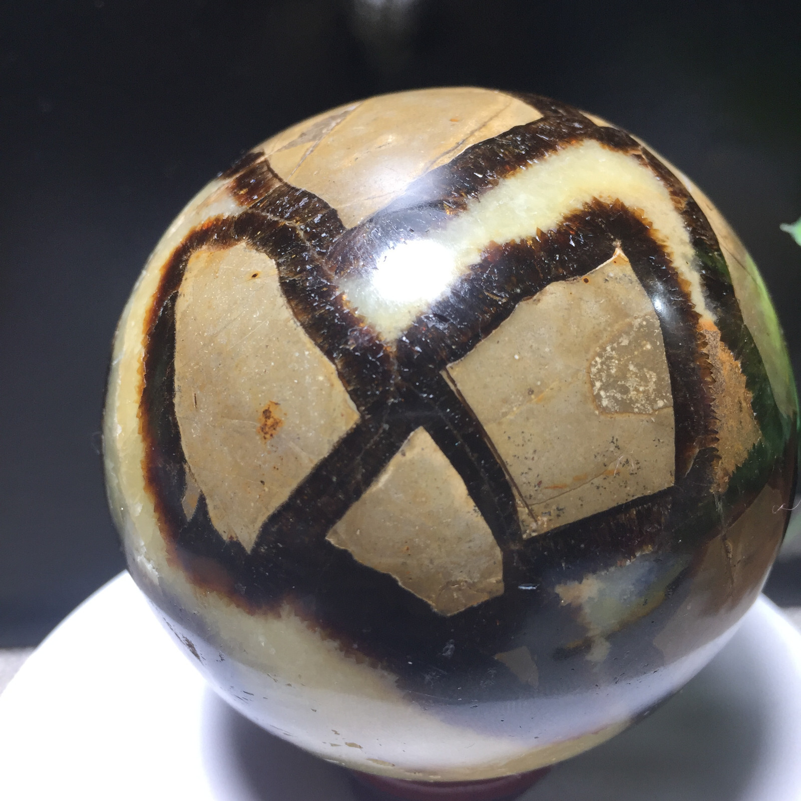 577g 73mm Natural Septarian Dragon Crystal Sphere Geode Stabilize Emotions 05