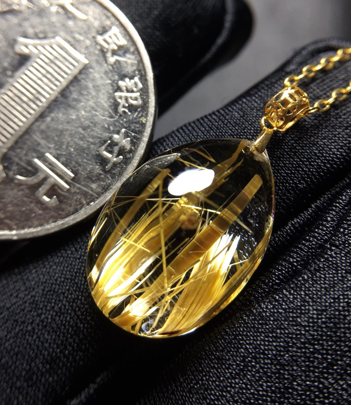 Natural Brazilian Titanium Crystal Water Drop Choker
