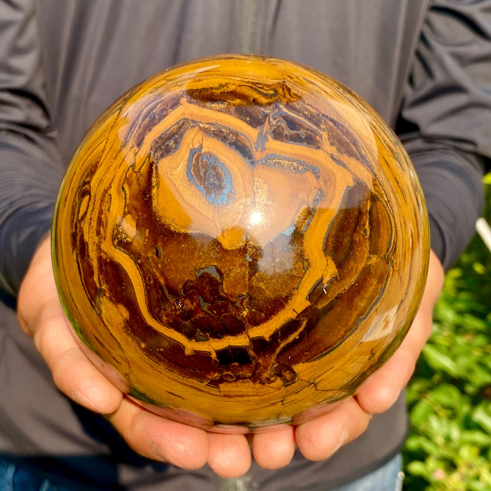 4.98LB Large Natural Tiger Eye Stone Crystal Ball Quartz Healing Sphere Décor