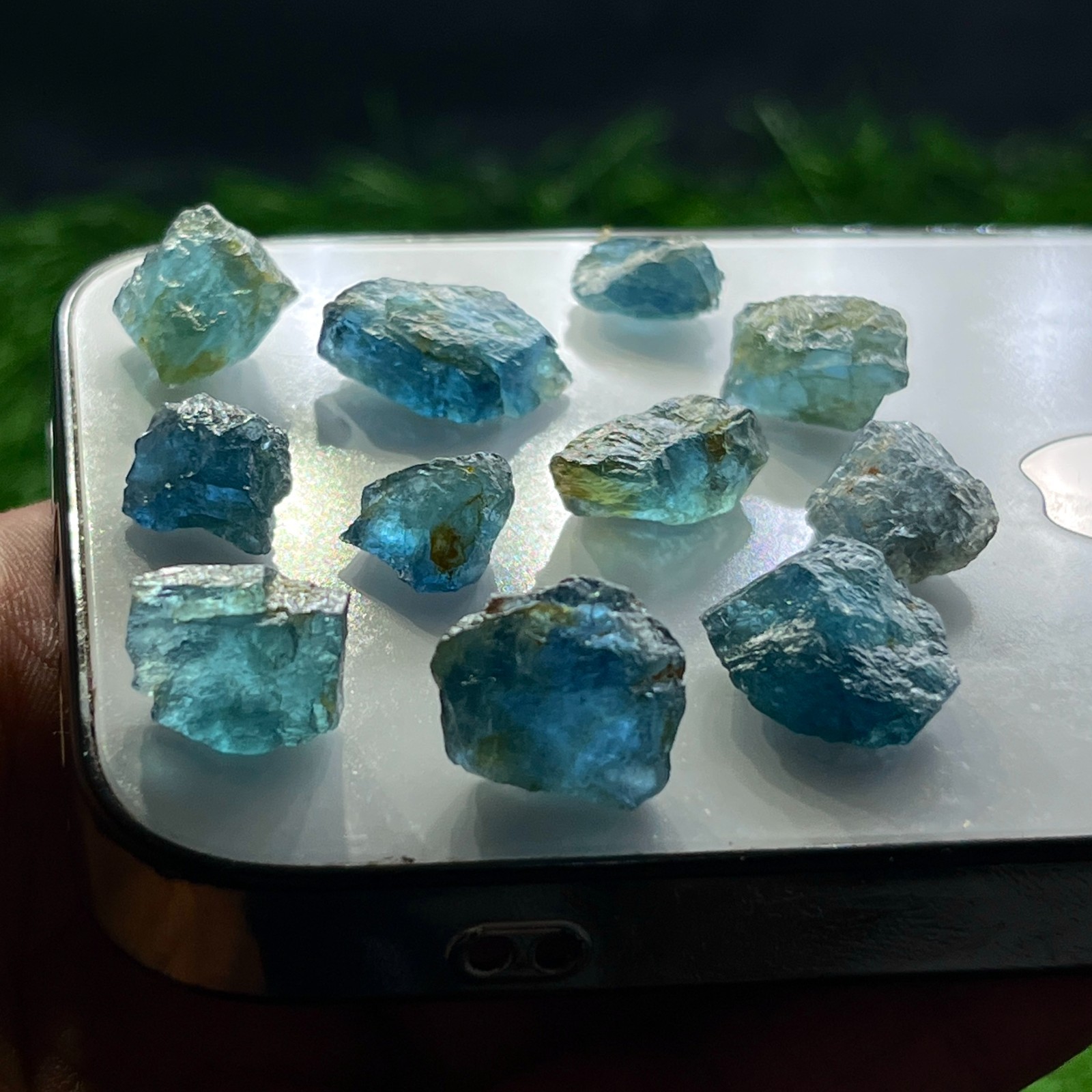85 Ct Natural Santa Maria Aquamarine Rough Lot 11 Deep Blue Green Beryl Crystals