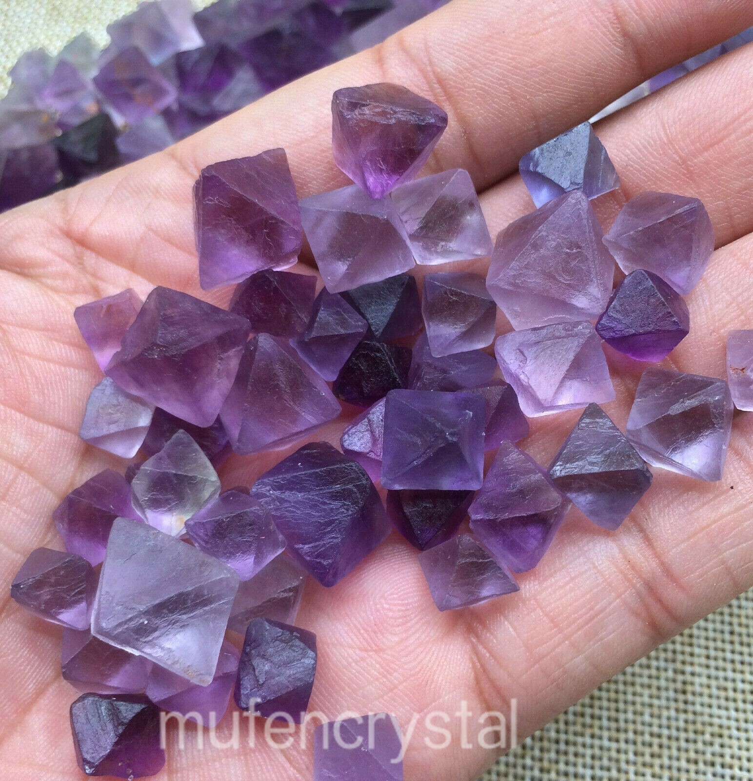 2.2lb Natural Purple Fluorite Octahedron Quartz Crystal Point Healing Gift