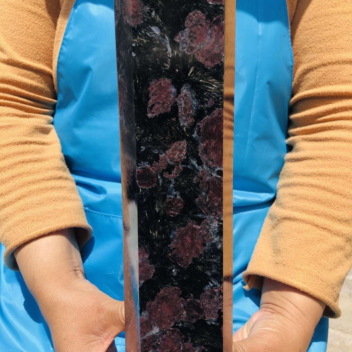 7.77LB Natural garnet crystal obelisk quartz crystal energy column Reiki healing
