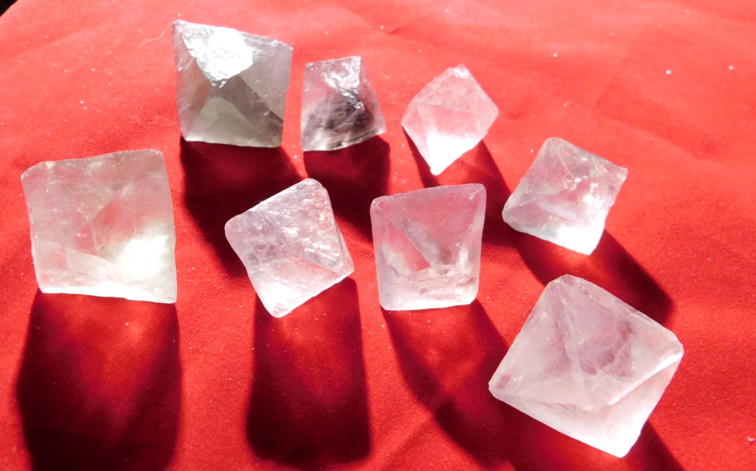 Big Lot of EIGHT! Translucent Octahedron FLUORITE Crystals From China 341gr
