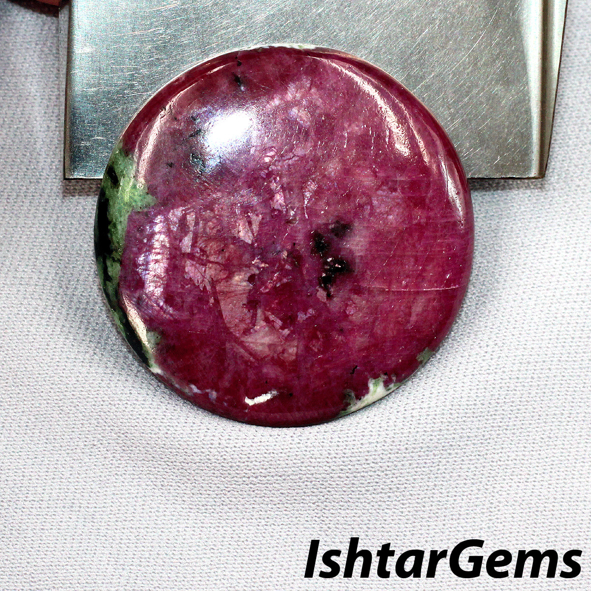 27.81g Natural Flashy Ruby Zoisite Collectible Crystal Coin Palmstone Specimen