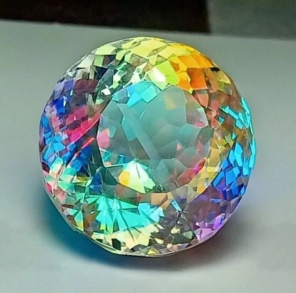 40+ Ct Dazzling Round Cut Rainbow Mystic Topaz Certified Loose Gemstone