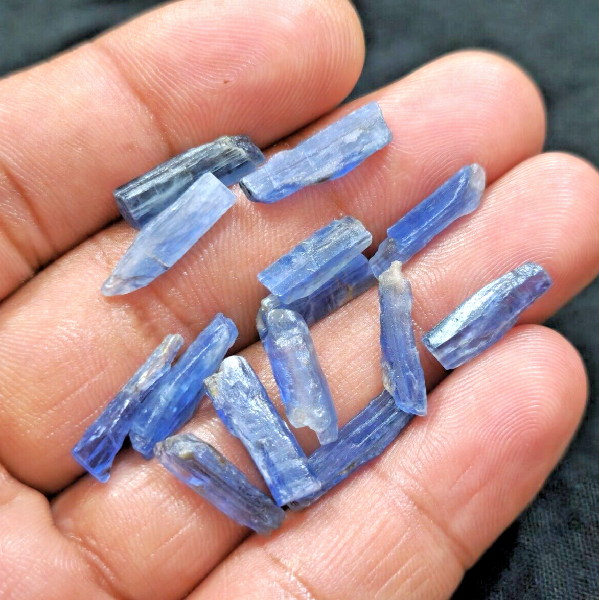 14 Piece Lot Stunning Pretty Blue Kyanite Raw Shards Rough 12-16 MM For Jewelry