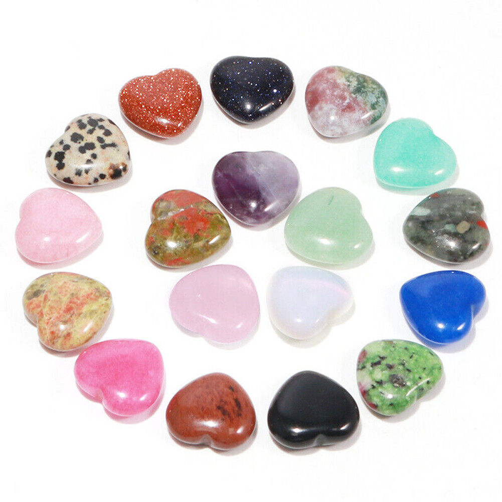 20mm Natural Crystal Quartz Carved Heart Shaped Healing Love Gemstone wholesale