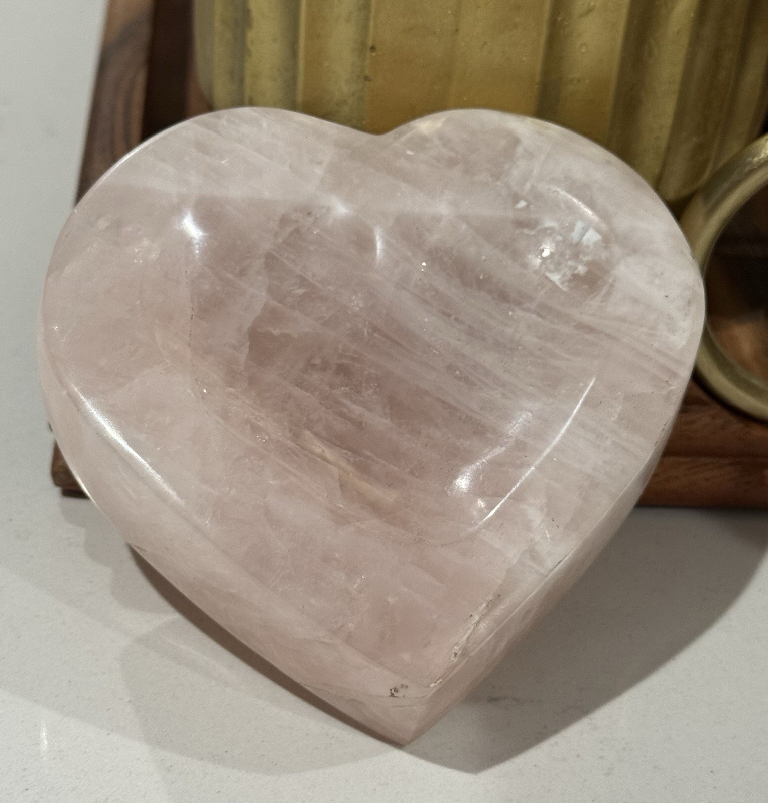 KCGS Rose Quartz Heart Bowl Pink Madagascar 750 Grams Trinket 1.10 Lbs Decor