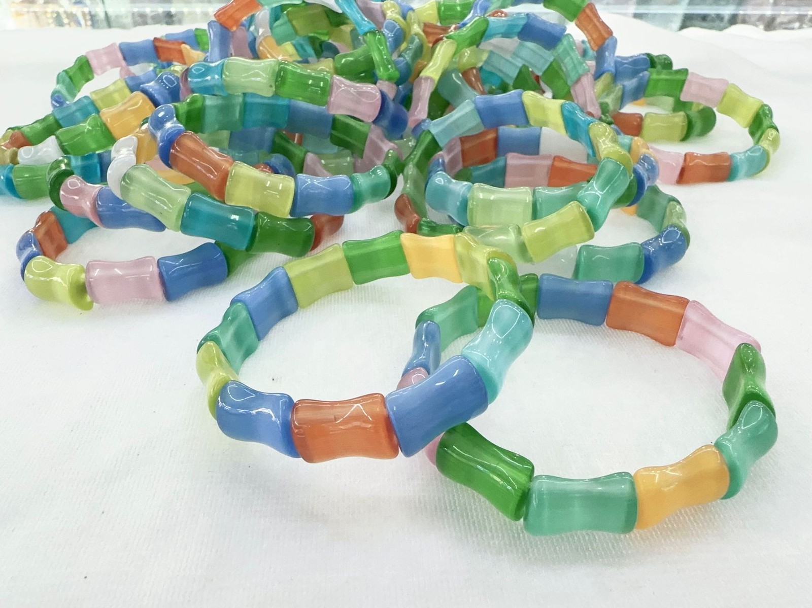 5pcs Fashion cat eye stone bamboo knot bracelet 11 * 18mm seven color