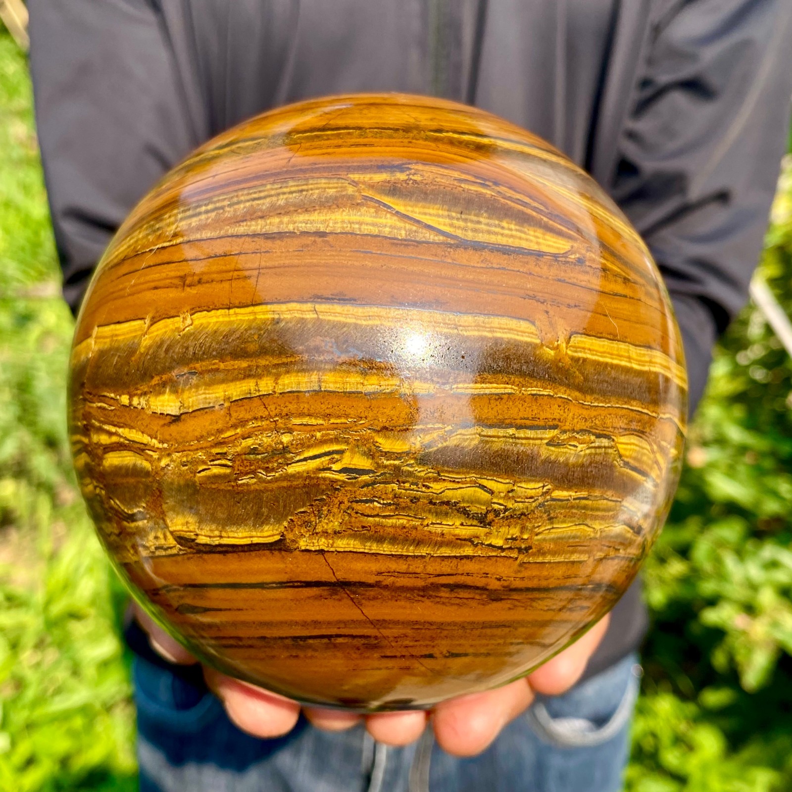 5.79LB Large Natural Tiger Eye Stone Crystal Ball Quartz Healing Sphere Décor