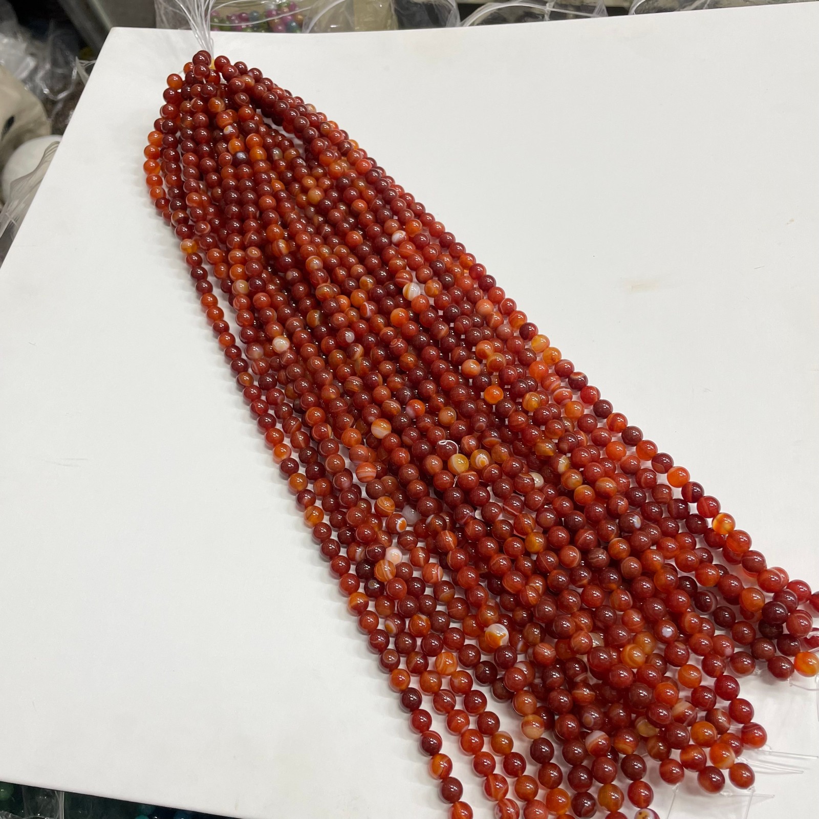 8mm Red agate round bead crystal string, 1 strand #7
