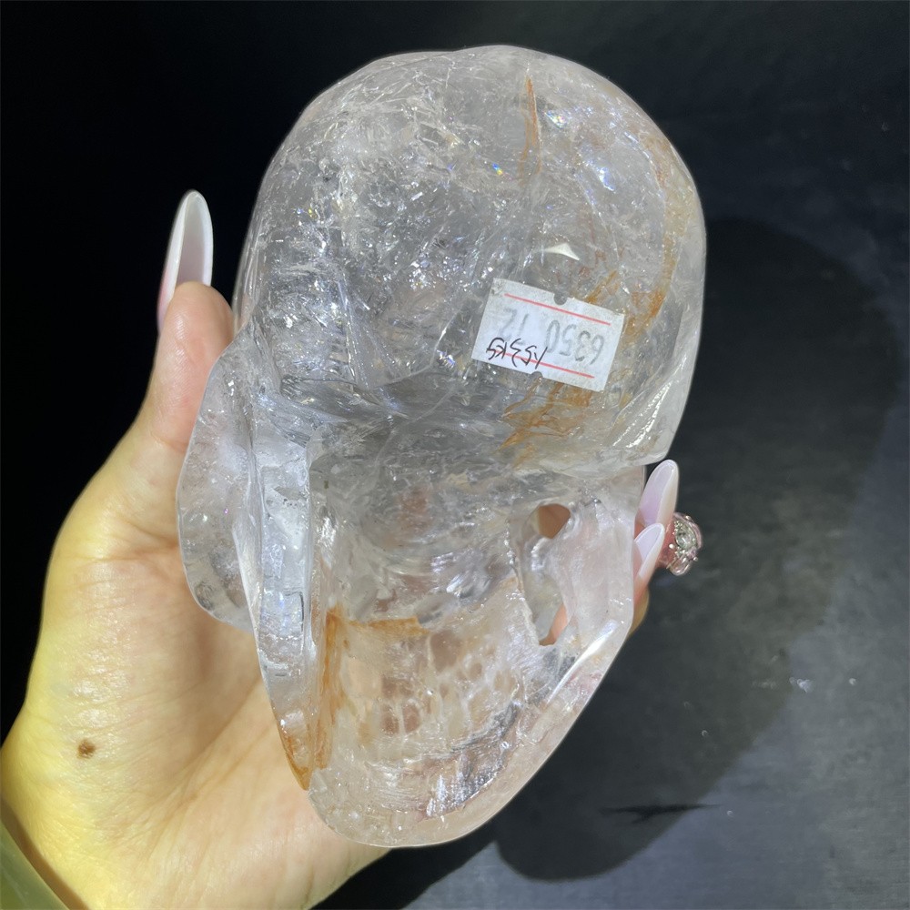 3.3LB 4.7″ RareA+ Natural Golden Healer Skull Carving Crystal Quartz Reiki Gift