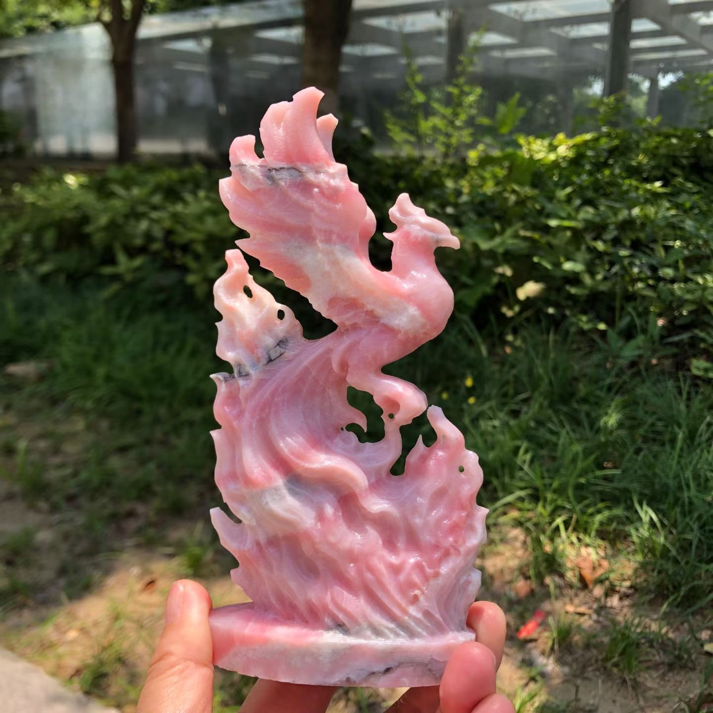 1pc Natural Pink Opal Quartz Carved Crystal Phoenix Skull Reiki Healing Decor