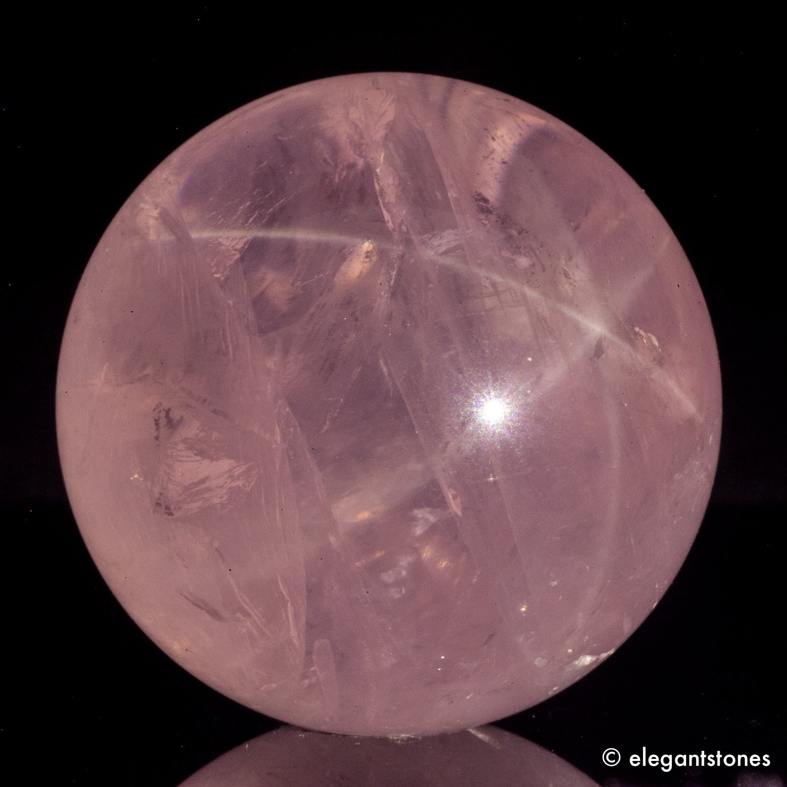 47g32mm STAR (Visible in Flash) Rose Quartz Sphere Crystal Ball Natural Healing
