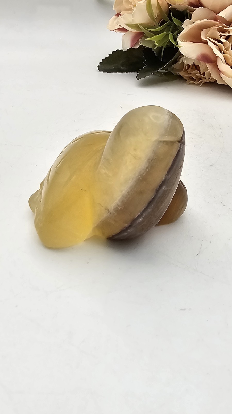 Rainbow yellow Fluorite crystal turtle tortoise Carving 133g 7.1cm