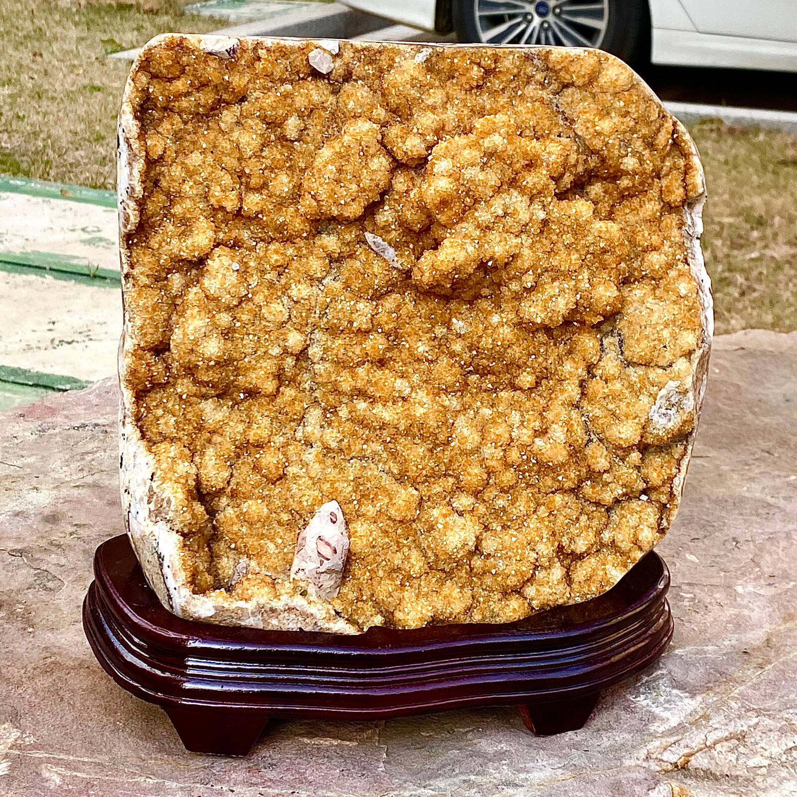28.46LB Beautiful natural yellow crystal cave entrance large restoration