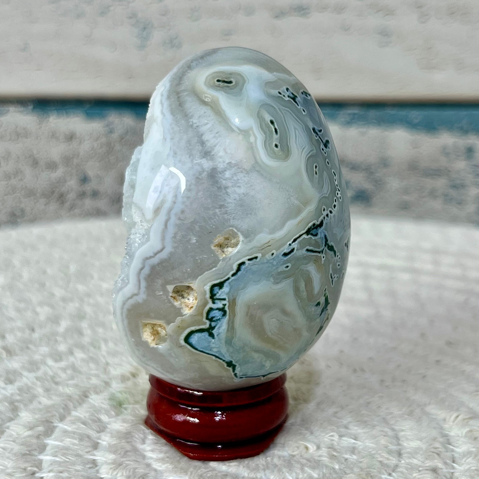 Natural Agate Egg Crystal Druzy Geode Polished Stone Birthday Gift Art 118 G