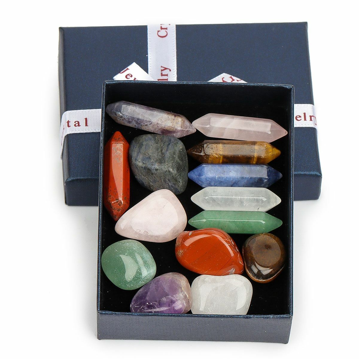 Set of 14 Healing Crystal Natural Gemstone Reiki Chakra Collection Stone Kits US