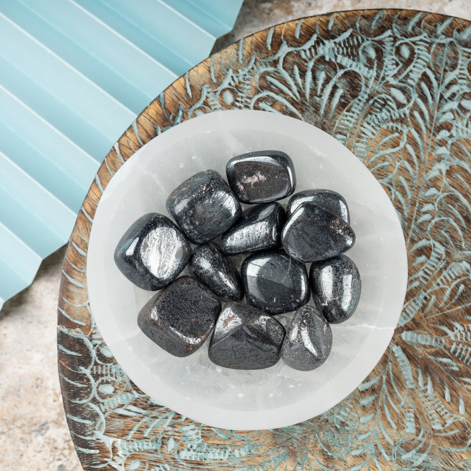 Hematite Crystal Tumble Stone, Polished Stone for Meditation & Healing