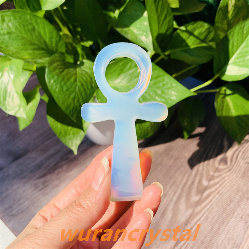 3″+ Natural Quartz Crystal Obsidian point Anka Life Key Life Symbol Cross gift