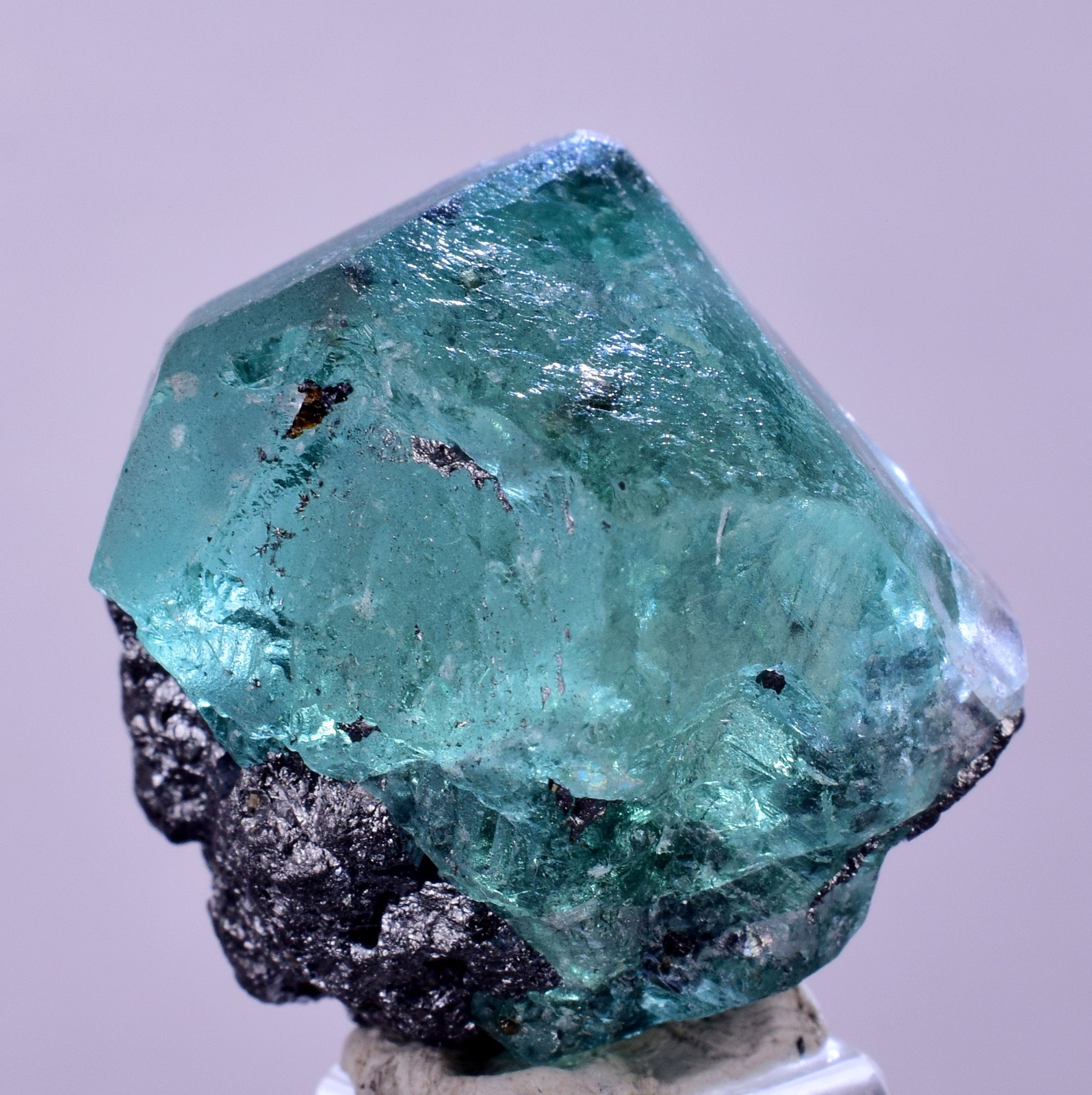 2.4cms GREEN FLUORITE JORDANITE CRYSTALS PERU MILPO PERU KB94