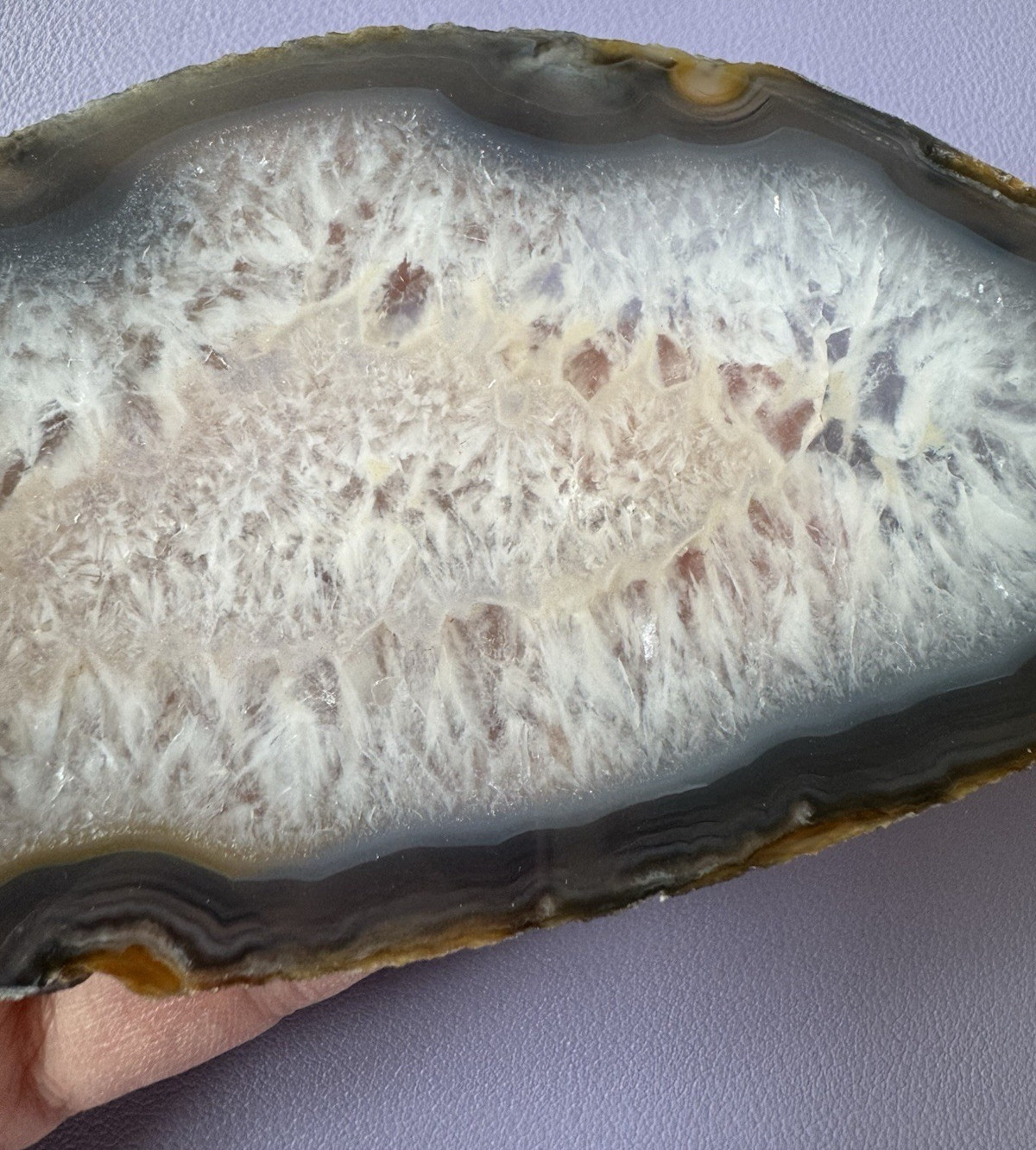 NEW LARGE NATURAL BRAZILIAN AGATE GEODE SLICE WITH QUARTZ CRYSTAL CENTER