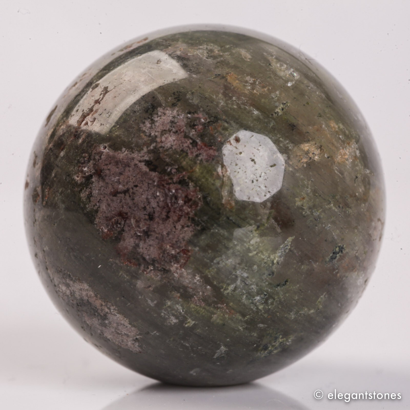 48g32mm Natural Garden/Phantom/Ghost/Lodolite Quartz Crystal Sphere Healing Ball