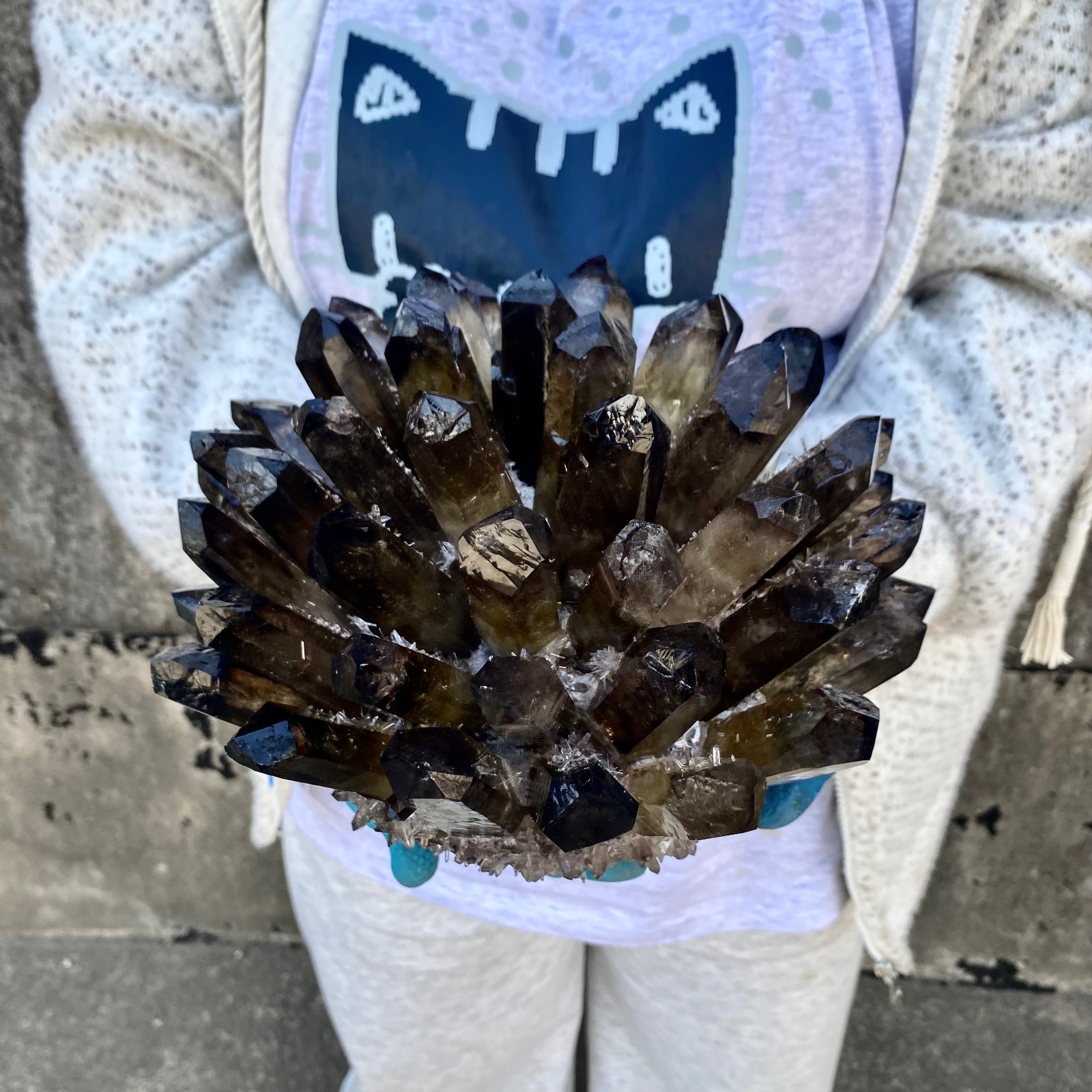 13.27LB New Find black Phantom Quartz Crystal Cluster Mineral Specimen Healing
