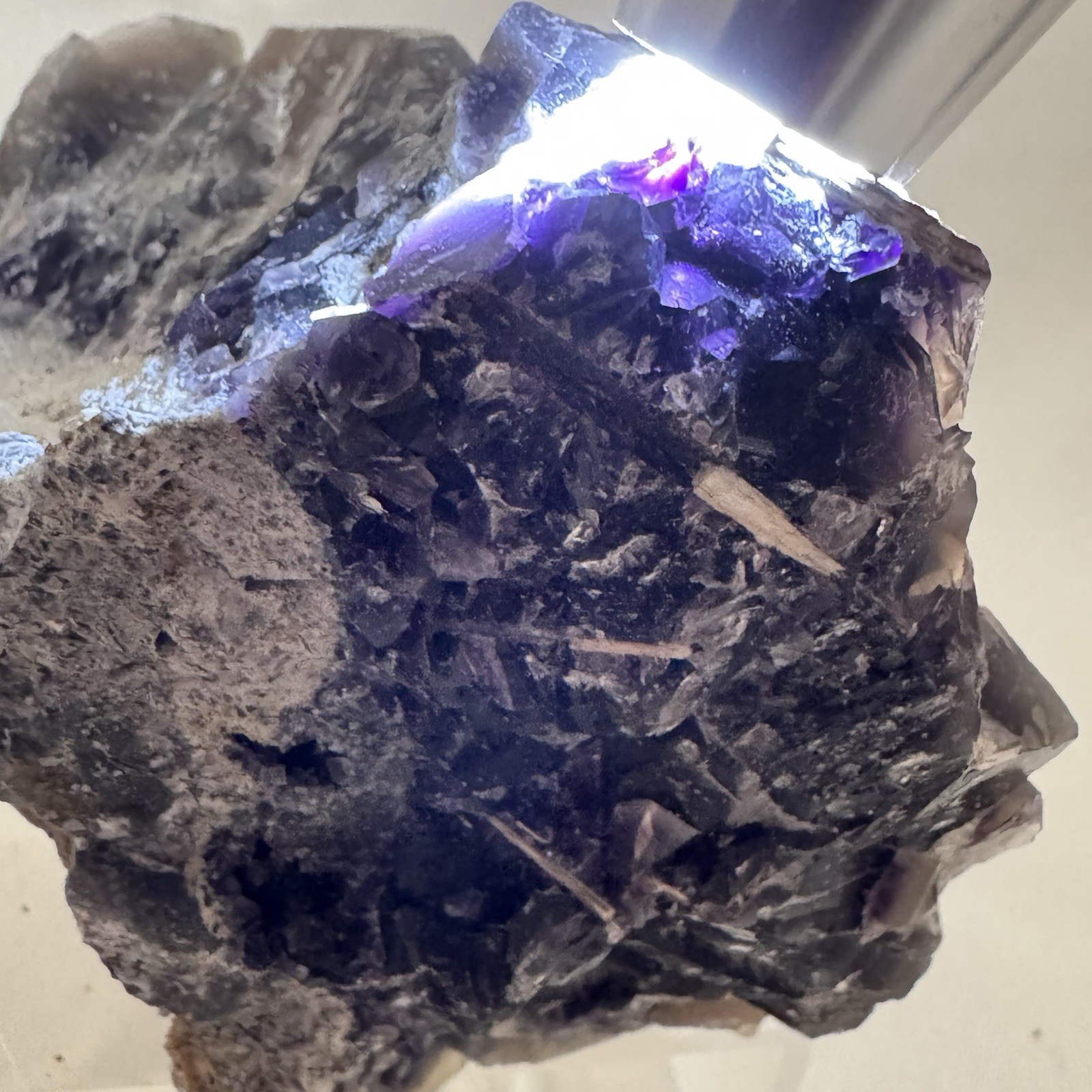 Dark Purple Cubic Fluorite Cluster 2.37 lb 4.5×5” Zoned Display