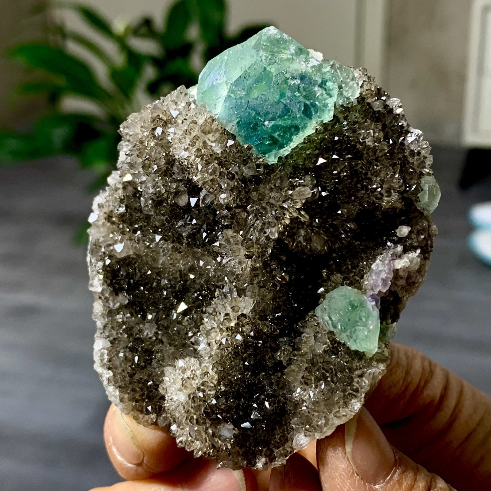 163G Rare Transparent blue-green Cube Fluorite Mineral Crystal Specimen/China