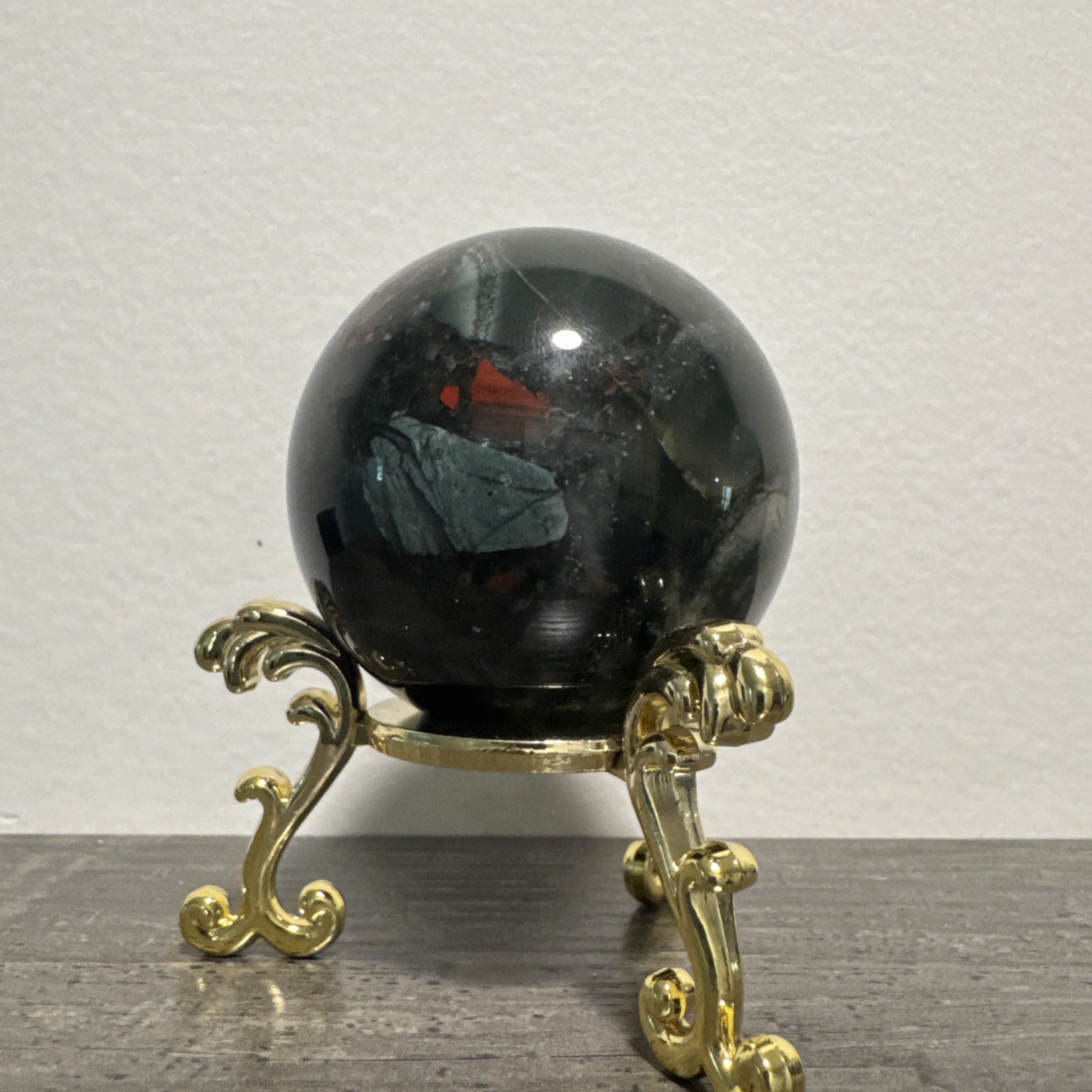 African Bloodstone Crystal Sphere 241 Grams 55 mm
